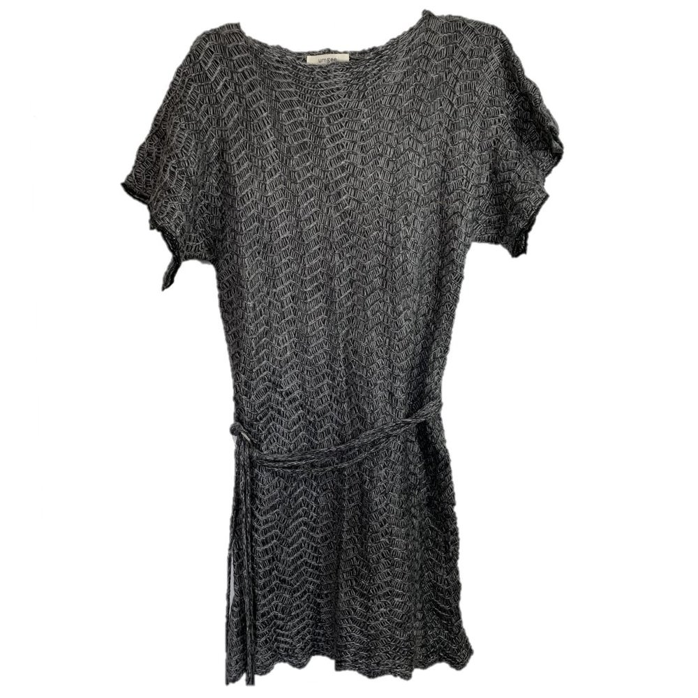 umgee Grey & Silver Tunic Sweater w/ Belt Sz L NEW